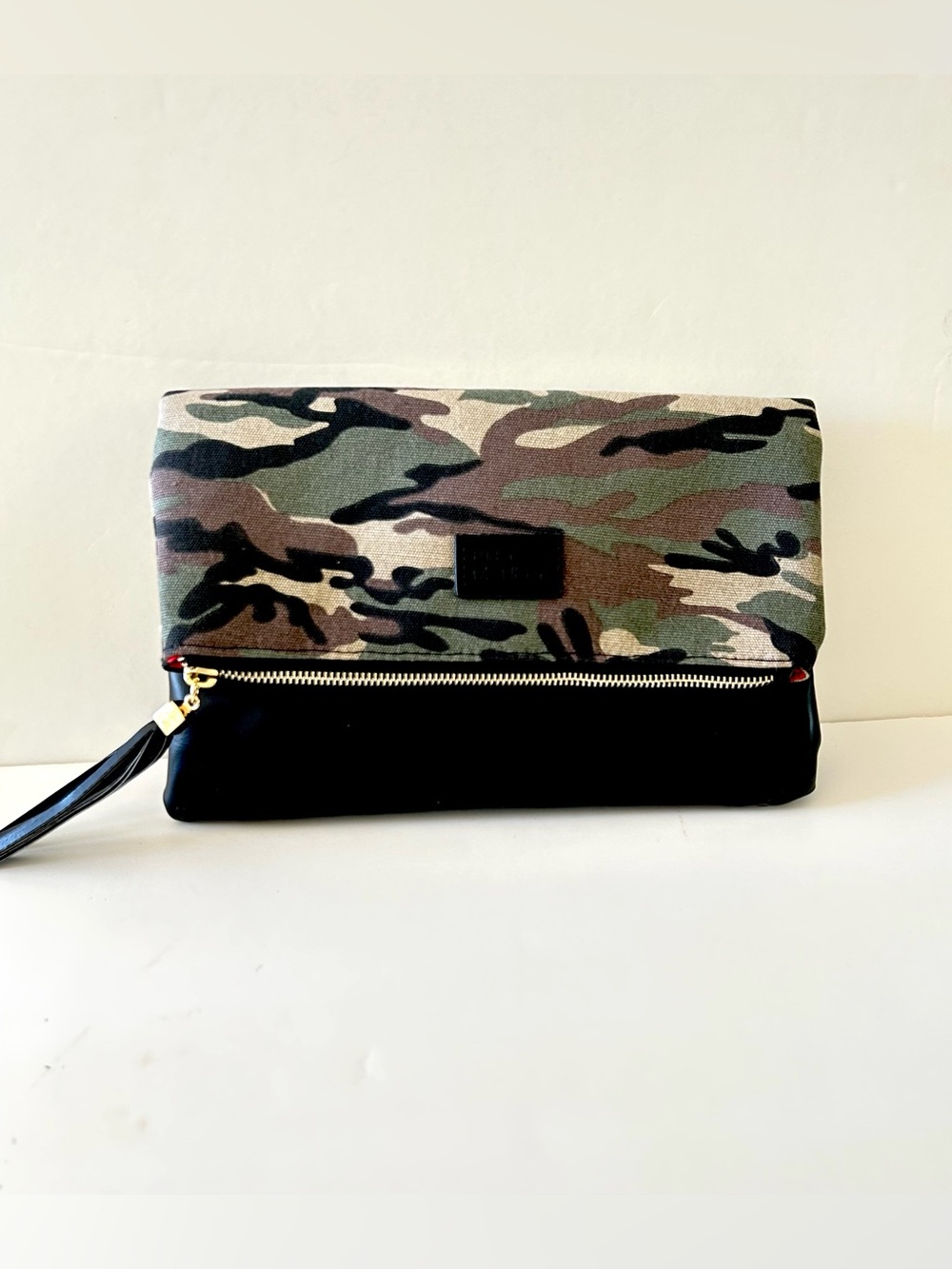 Camouflage Fold-Over Clutch - Black and Green